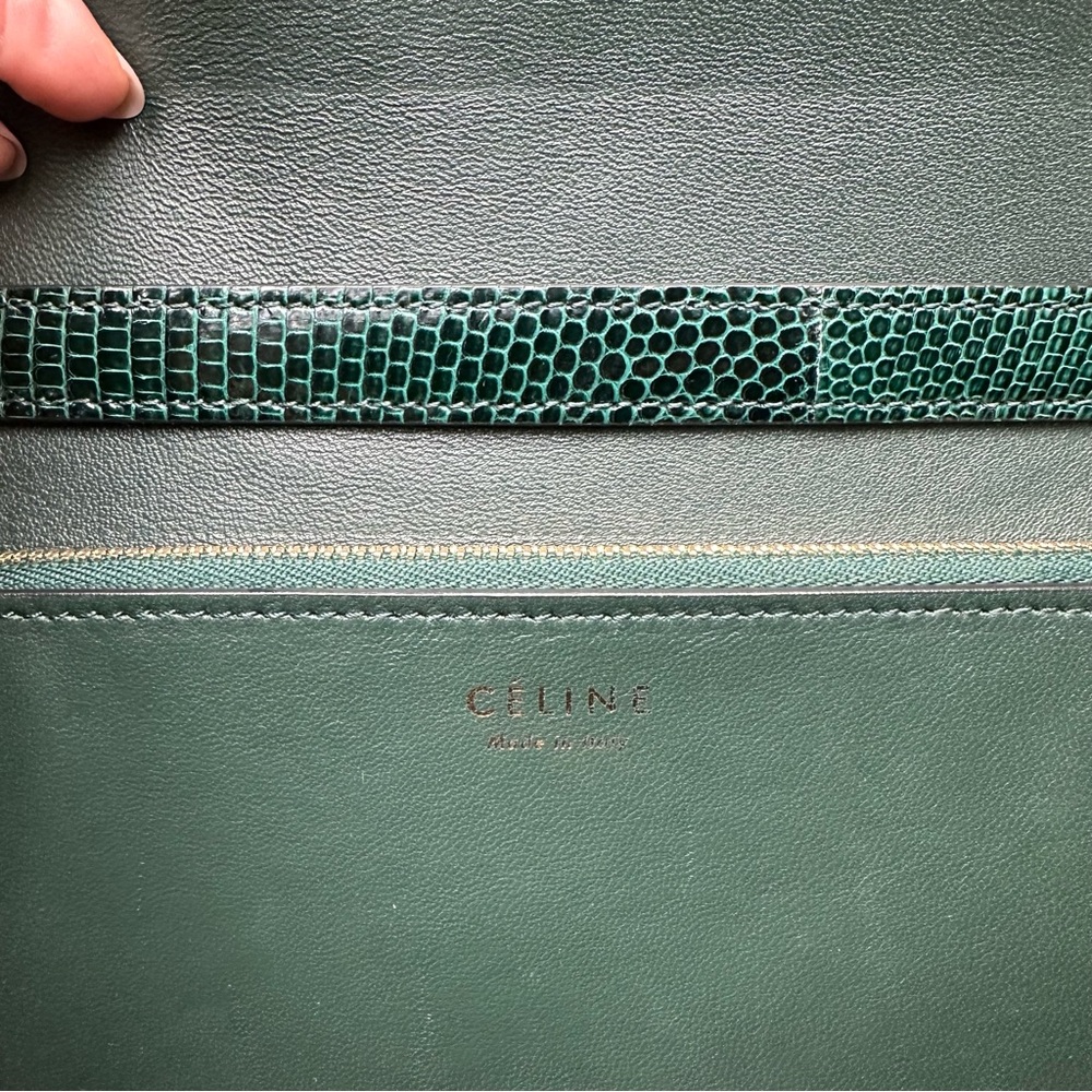 CELINE CLASSIC BOX BAG DARK GREEN LIZARD LEATHER WITH BOX AND DUSTBAG - Picture 15 of 16